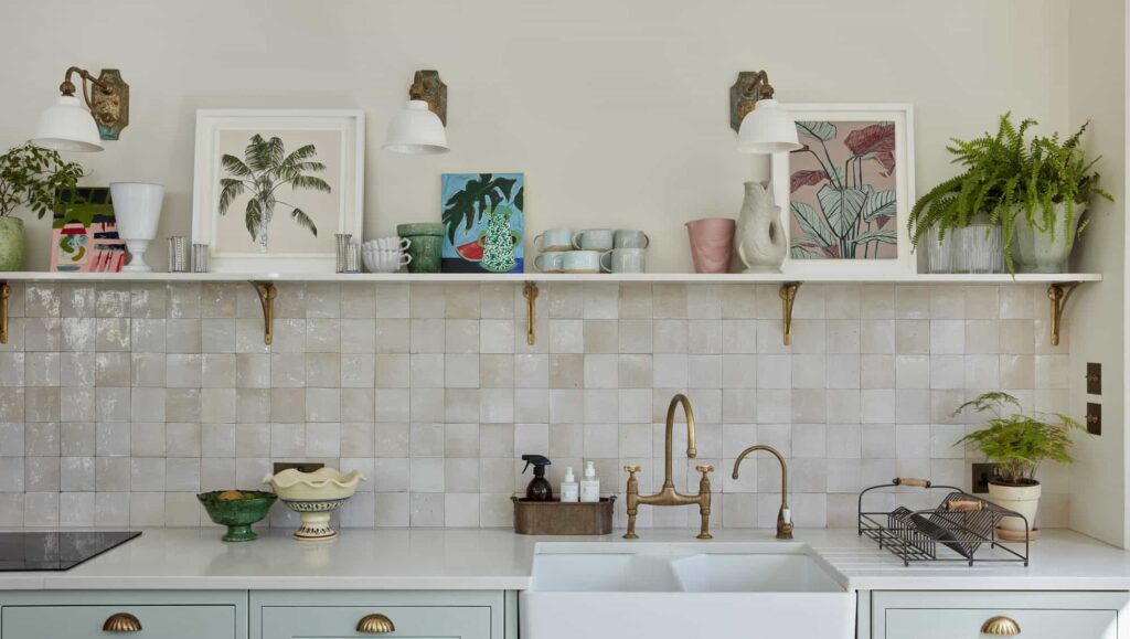 Kitchen Shelves With Art Pieces